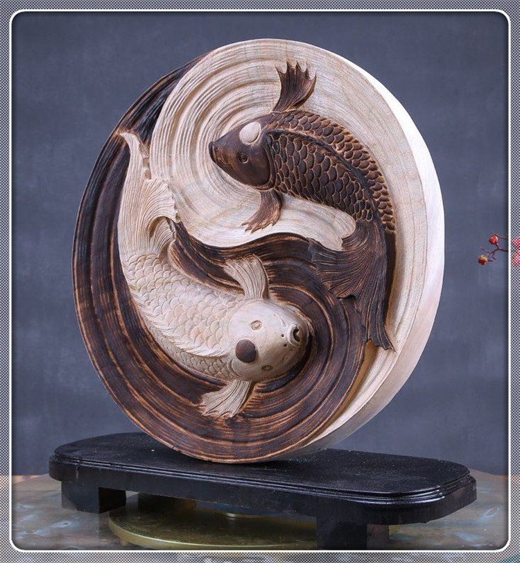 熠鼎閣【太極陰陽魚】香樟木工藝品 融匯天地之韻，聚納四方財氣